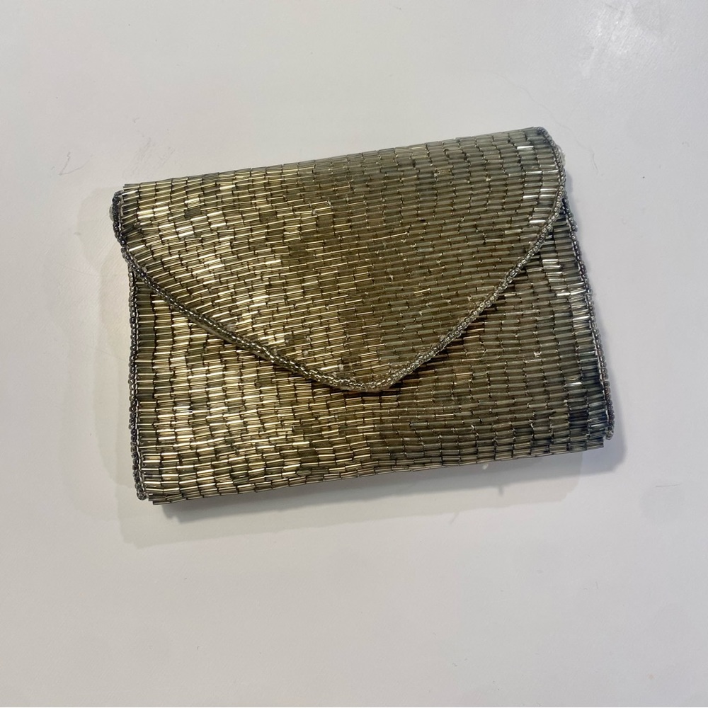 Ultra Mini Evening Bag beaded and silk envelope with shoulder strap